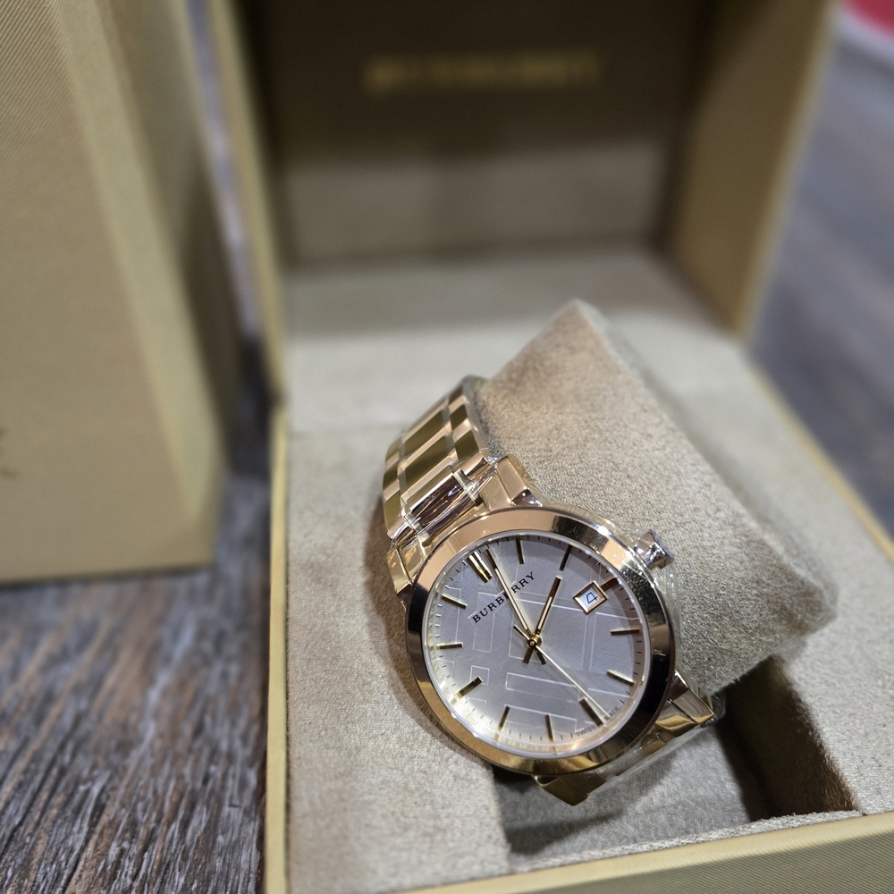 Burberry Gold-Tone Watch with Silver Dial